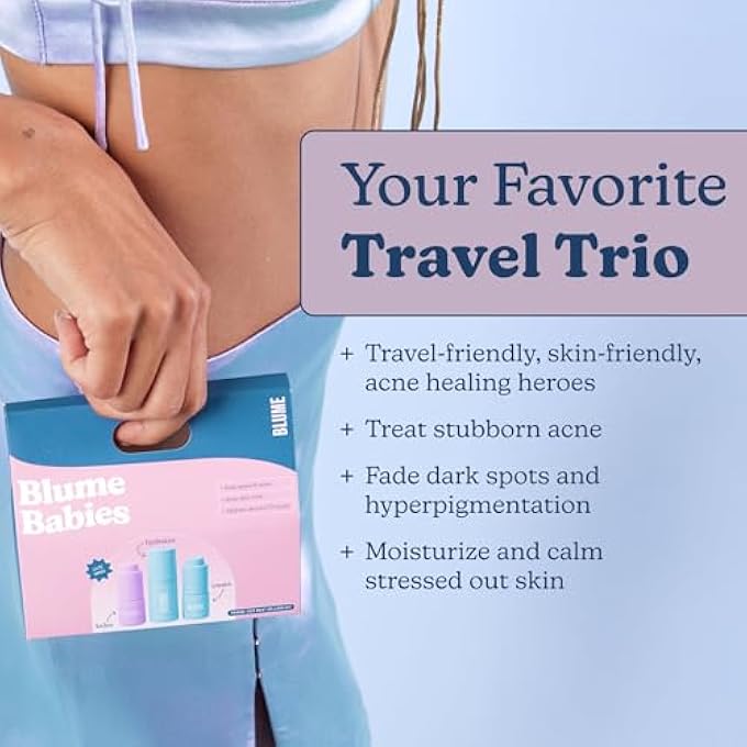 Blume BABIES TRAVEL SIZE SKIN CARE SET - ACNE & SCAR TREATMENT TRAVEL SIZE TOILETRIES - MELTDOWN ACNE FACE OIL, MILKY FADE VITAMIN C SERUM & MELTDOWN GEL MOISTURIZER - TSA-APPROVED SKINCARE SET (3 CT) - Image 2